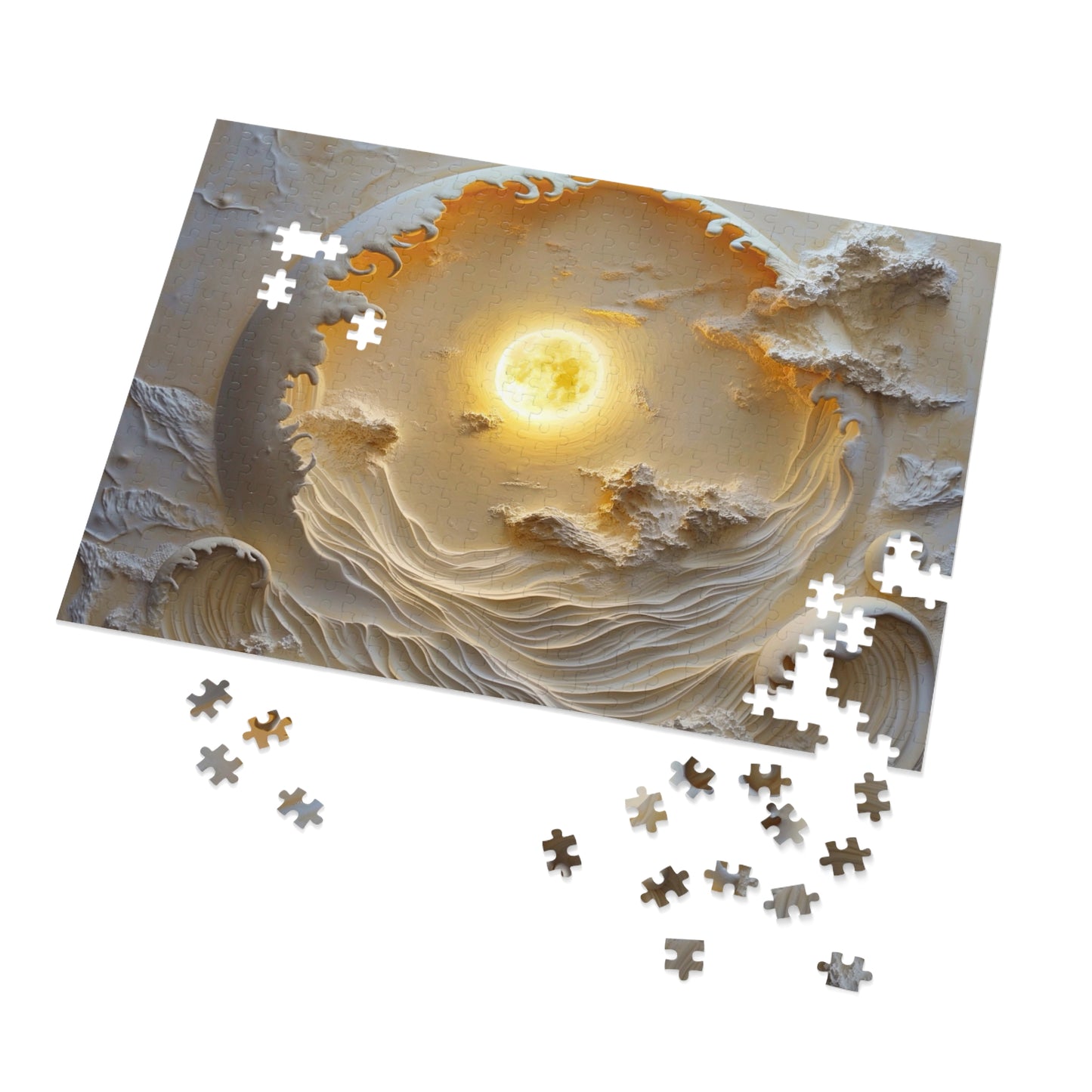 Serene Sunset Jigsaw Puzzle with Tin, Tranquil Puzzle Gift, Meditation Decor, Family Game Night, Relaxation Activity