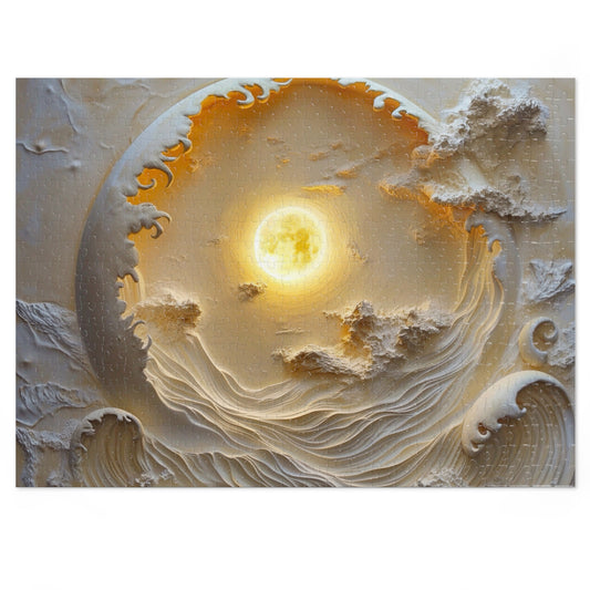 Serene Sunset Jigsaw Puzzle with Tin, Tranquil Puzzle Gift, Meditation Decor, Family Game Night, Relaxation Activity