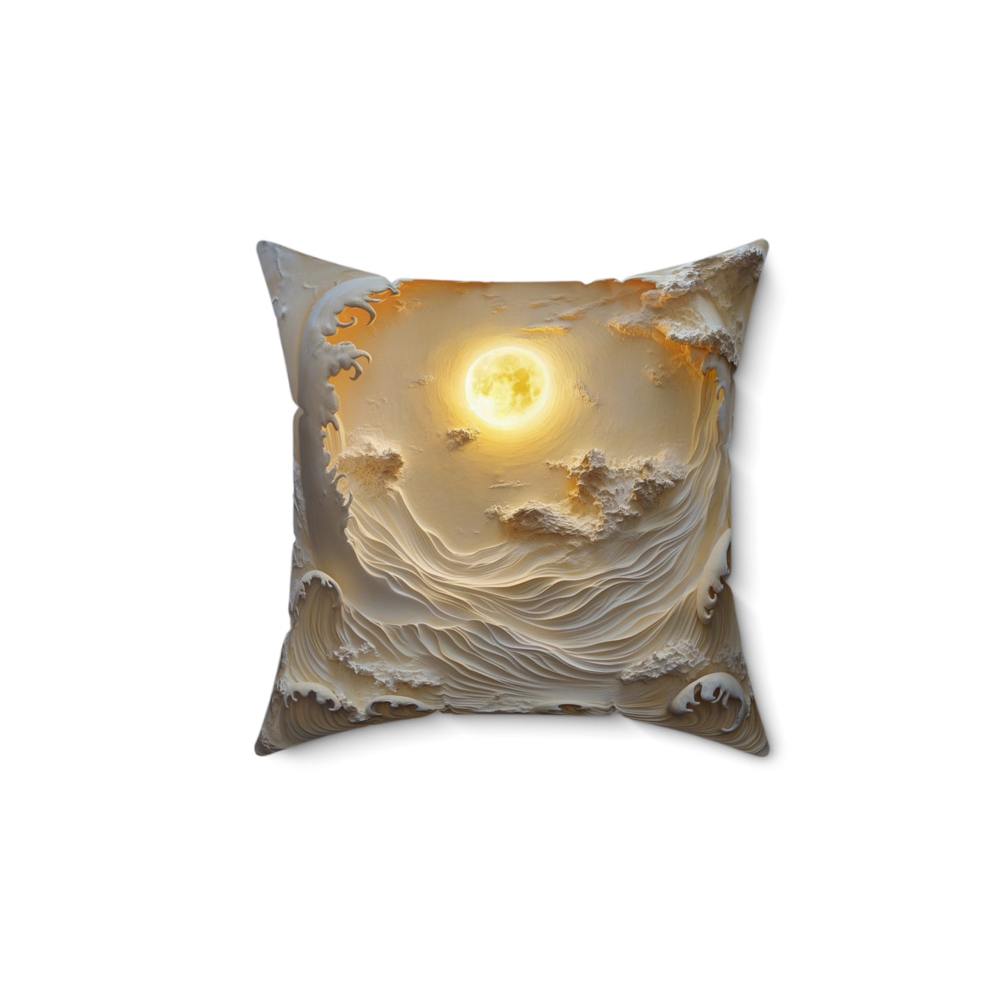 Elegant Faux Suede Square Pillow with Serene Sunset Design, Home Decor, Decorative Cushion, Cozy Living Room Accent, Gift for Homeowners