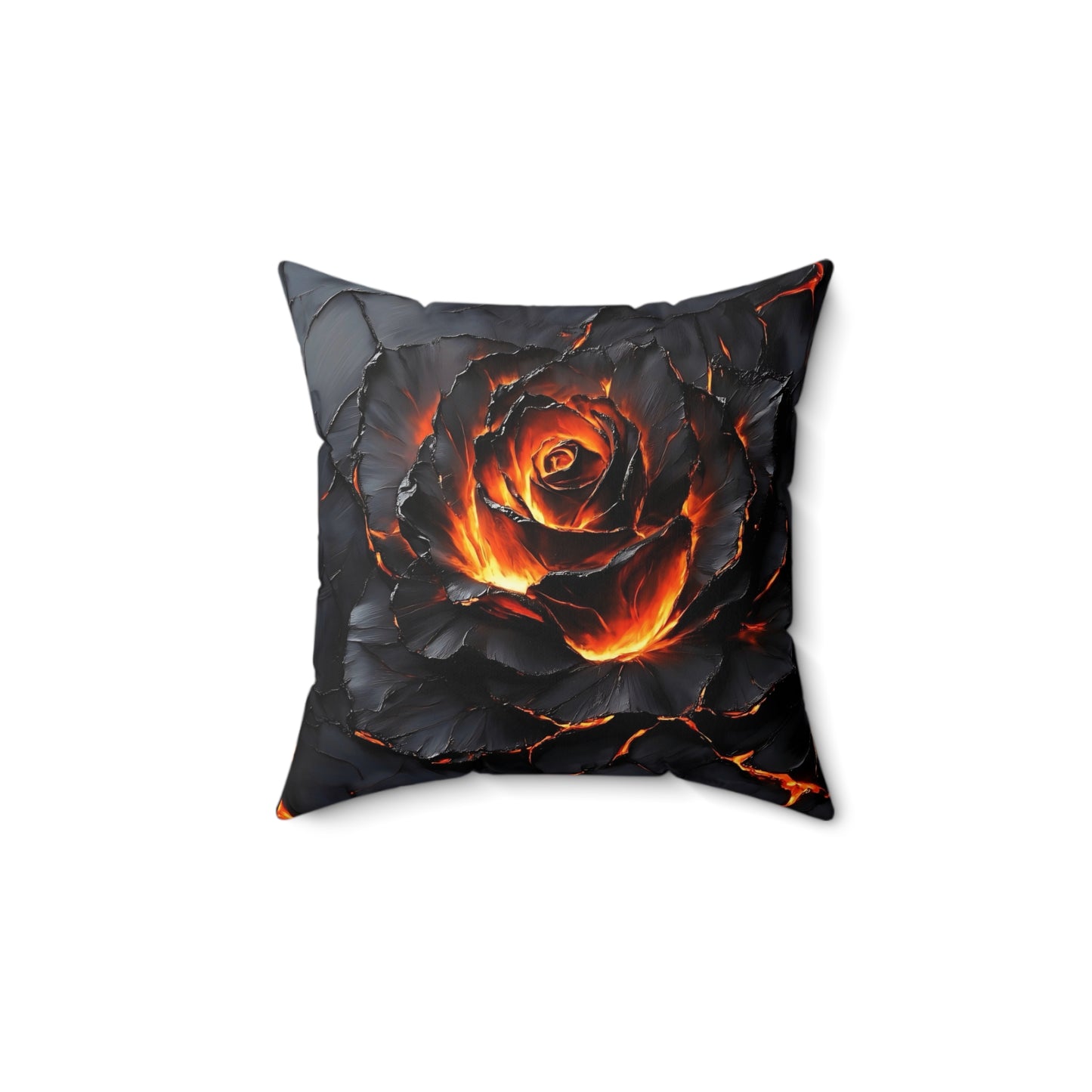 Faux Suede Decorative Pillow with Fiery Rose Design, Cozy Home Accent, Gift for Her, Bohemian Decor, Living Room Cushion, Birthday Present