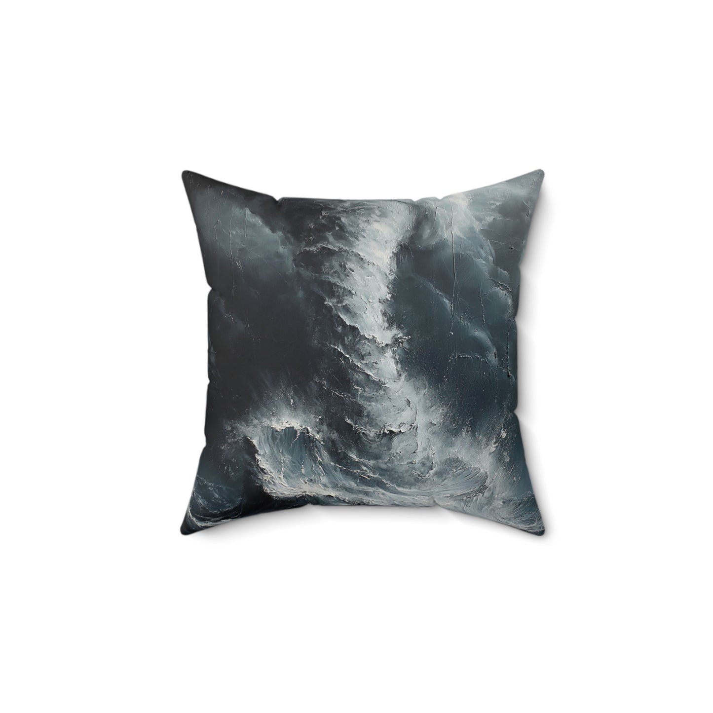 Aesthetic Faux Suede Square Pillow with Stormy Seas Design, Home Decor, Modern Couch Cushion, Gift for Friends, Cozy Living Room Accent