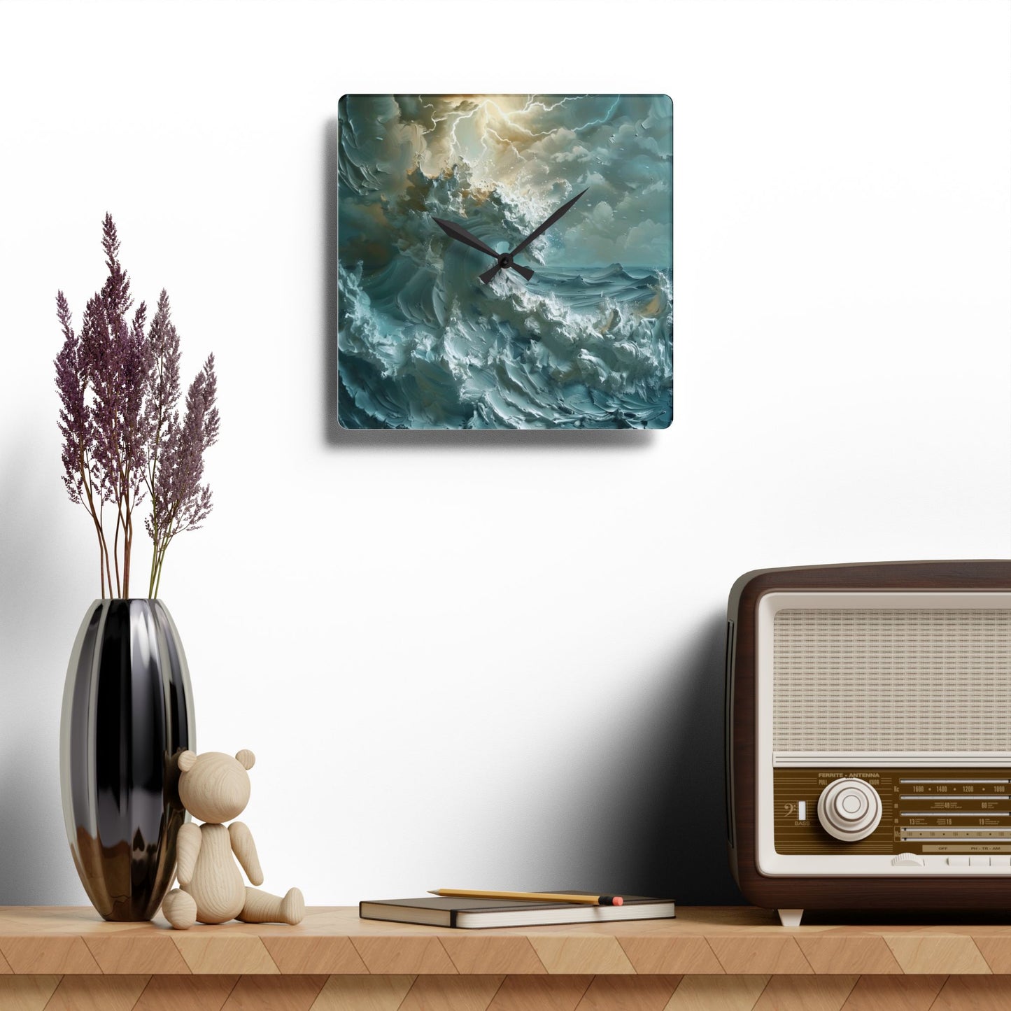 Ocean Wave Acrylic Wall Clock, Nautical Decor, Home Office Accent, Unique Gift for Sea Lovers, Coastal Inspiration