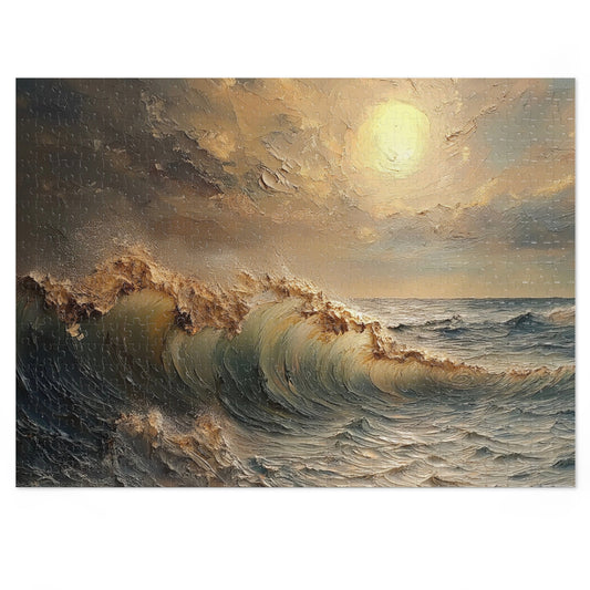 Ocean Sunset Jigsaw Puzzle | Relaxing Gift for Puzzle Lovers, Home Decor, Family Activity