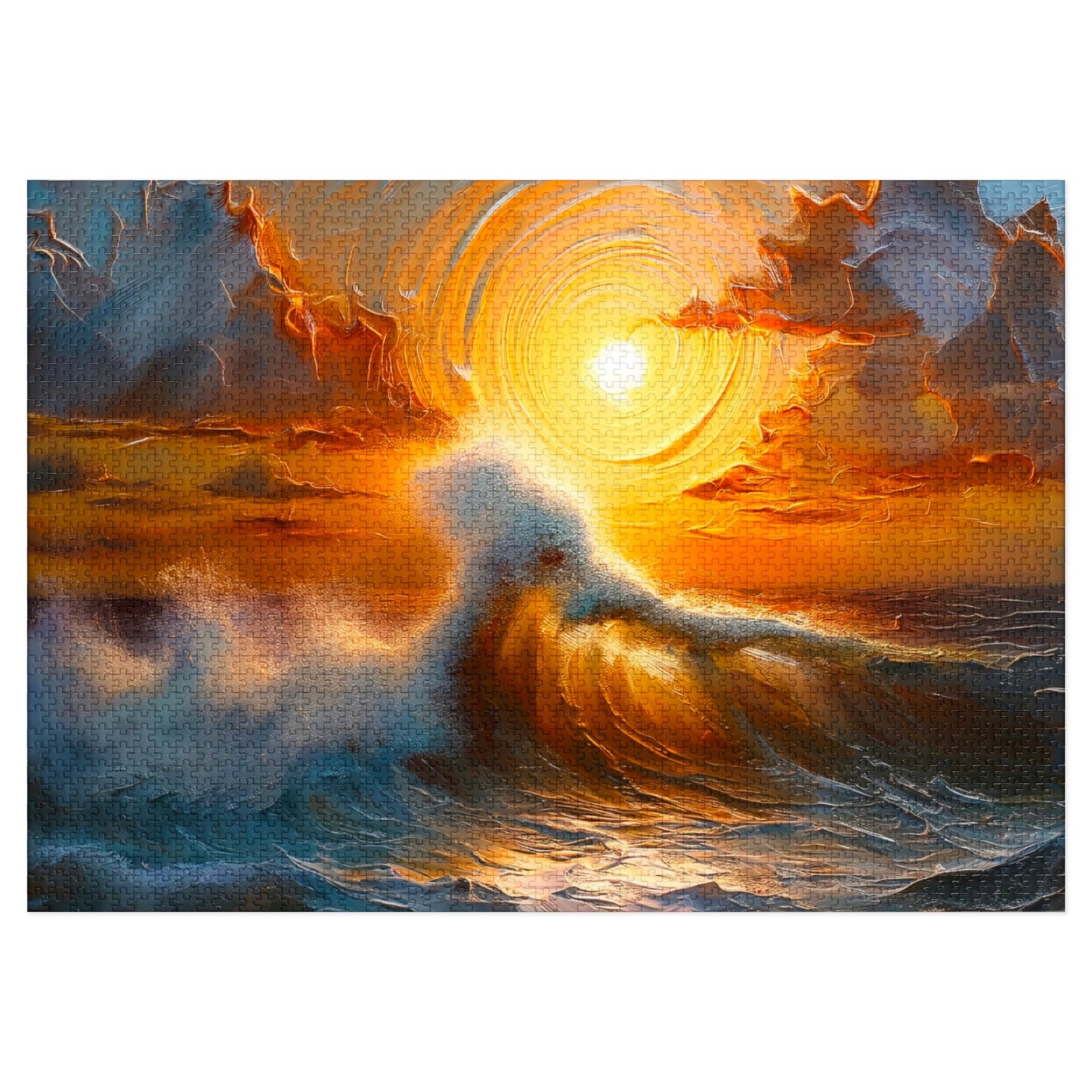 Ocean Sunset Jigsaw Puzzle with Tin, Engaging Family Activity, Perfect for Relaxation, Art Lovers Gift, Fun for All Ages