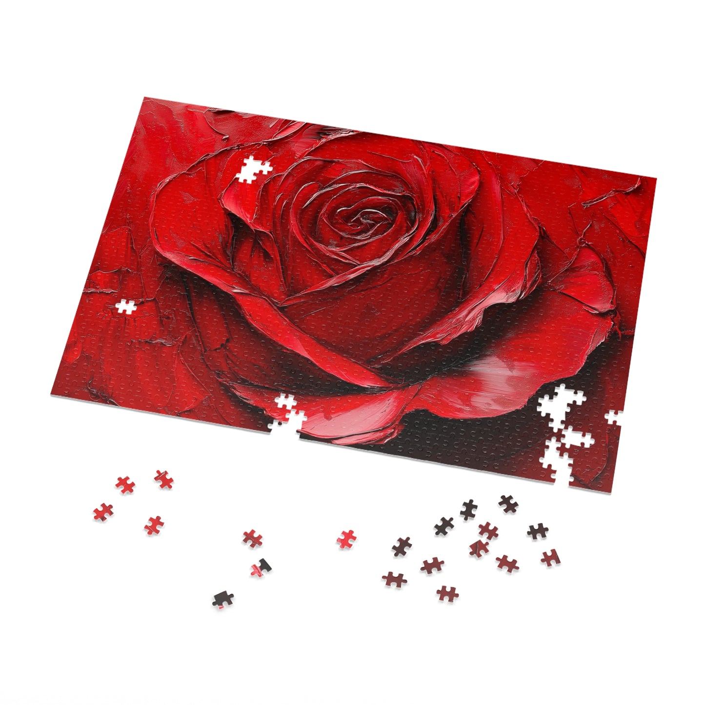 Red Rose Jigsaw Puzzle with Tin - Perfect Gift for Puzzle Lovers, Family Bonding, Art Decor, Birthday, Valentine’s Day, Holiday Fun