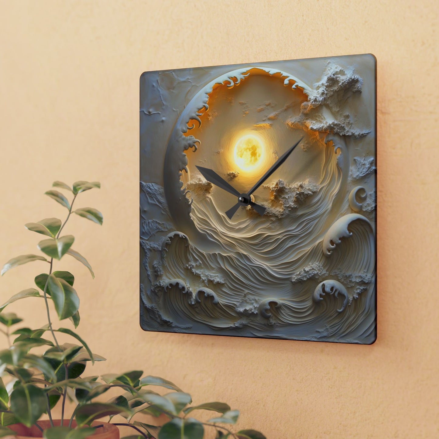 Serene Ocean Wave Acrylic Wall Clock - Coastal Decor, Modern Timepiece, Unique Gift for Beach Lovers, Home Office Wall Art, Nautical Theme