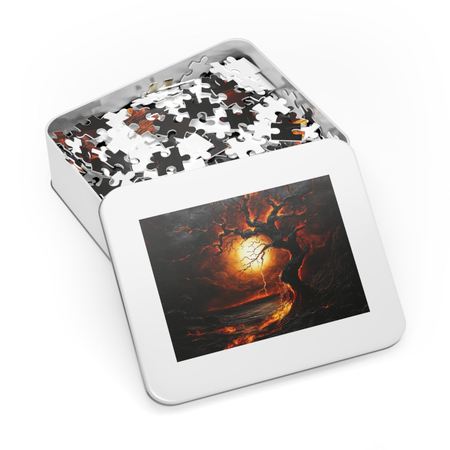 Jigsaw Puzzle with Tin - Enchanting Sunset Artwork, Gift for Puzzle Lovers, Family Fun, Home Decor, Stress Relief Activity