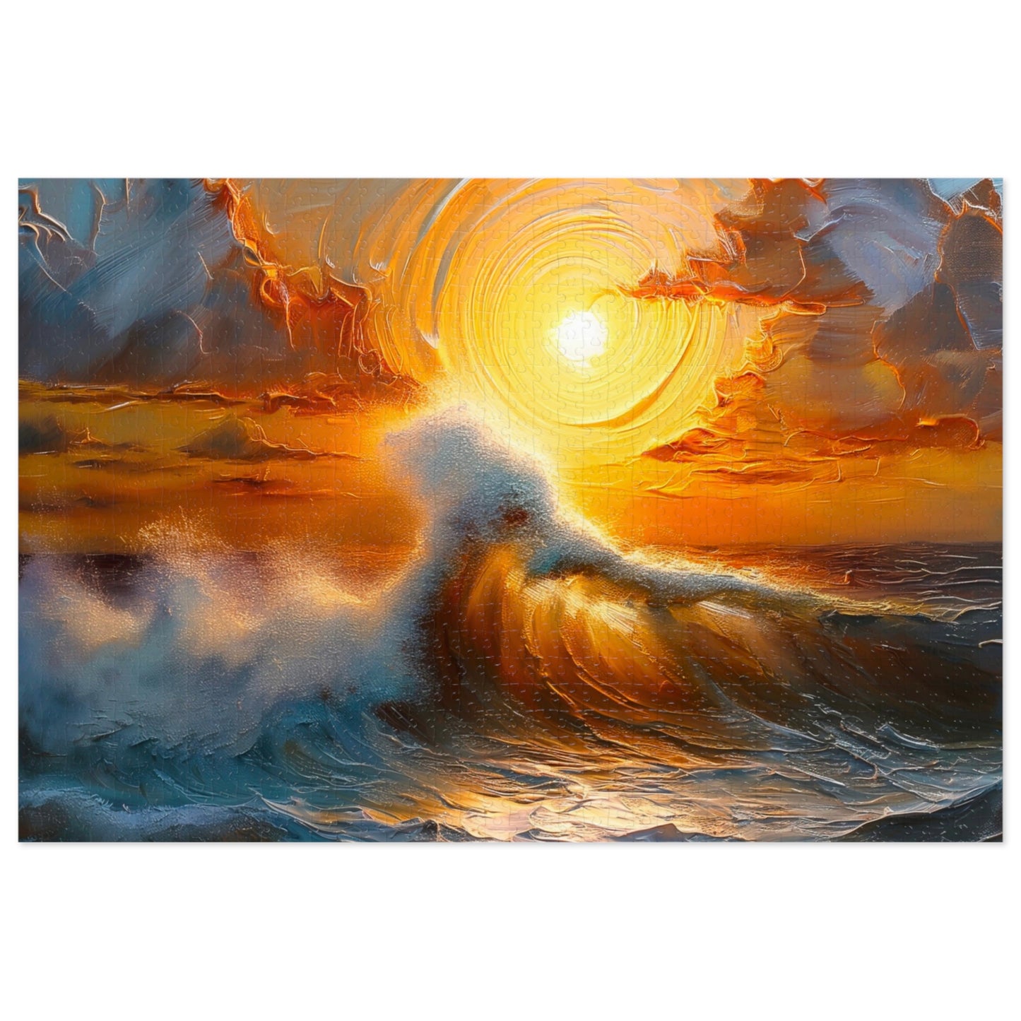 Ocean Sunset Jigsaw Puzzle with Tin, Engaging Family Activity, Perfect for Relaxation, Art Lovers Gift, Fun for All Ages