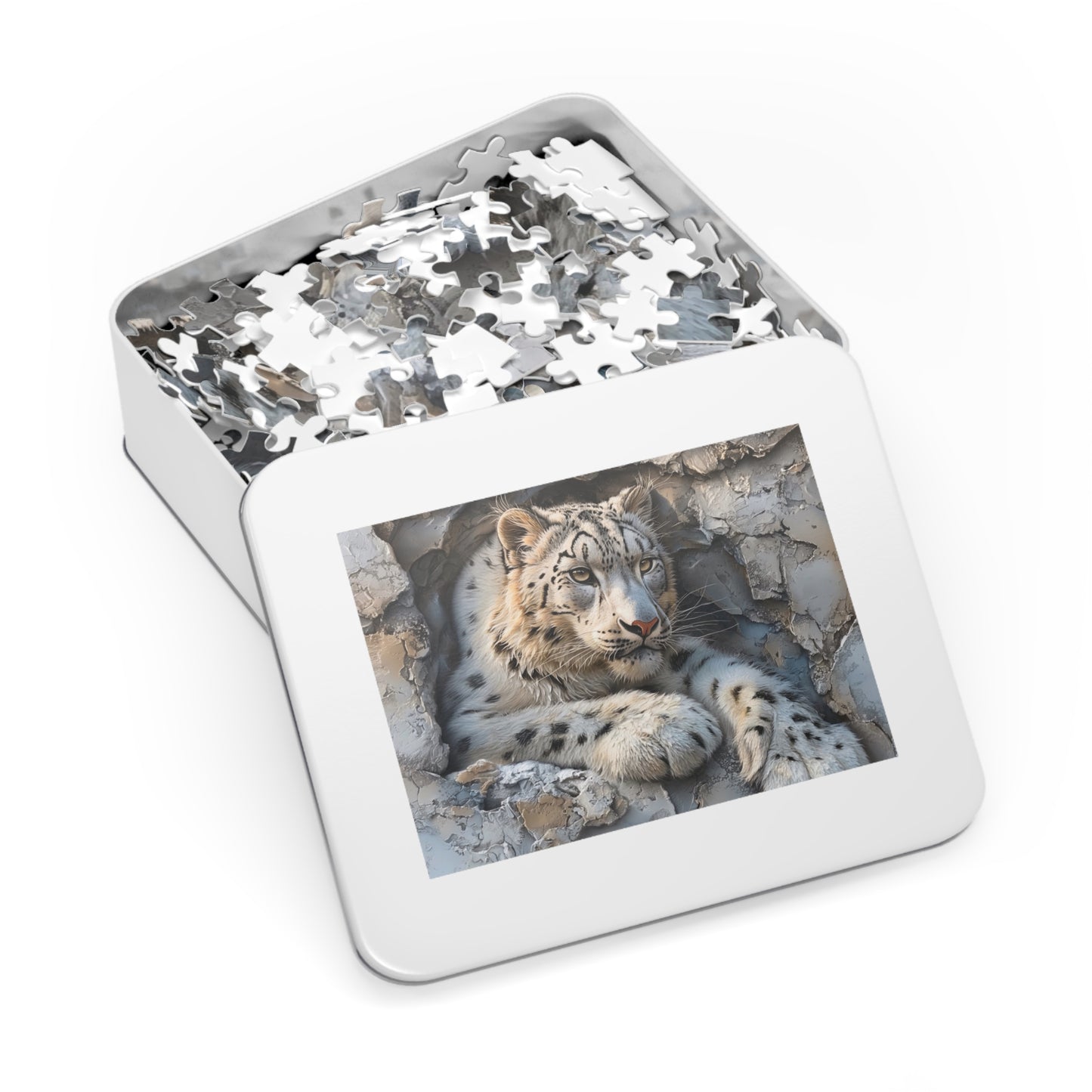 White Tiger Jigsaw Puzzle with Tin - Unique Wildlife Gift, Home Decor, Family Activity, Nature Lover's Puzzle, Fun for All Ages