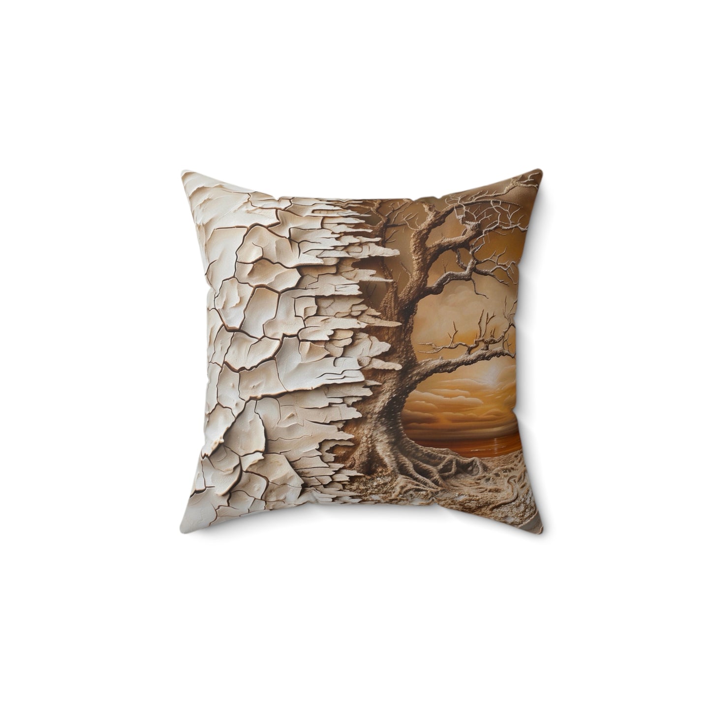 Serene Nature-Inspired Faux Suede Square Pillow, Cozy Home Decor, Rustic Pillow, Boho Throw Cushion, Perfect Gift for Nature Lovers