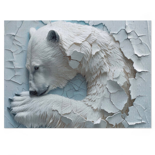 Bear-Themed Jigsaw Puzzle with Tin, Polar Bear Puzzle, Home Decor Gift, Family Game Night, Wildlife Lover's Gift, Winter Activity