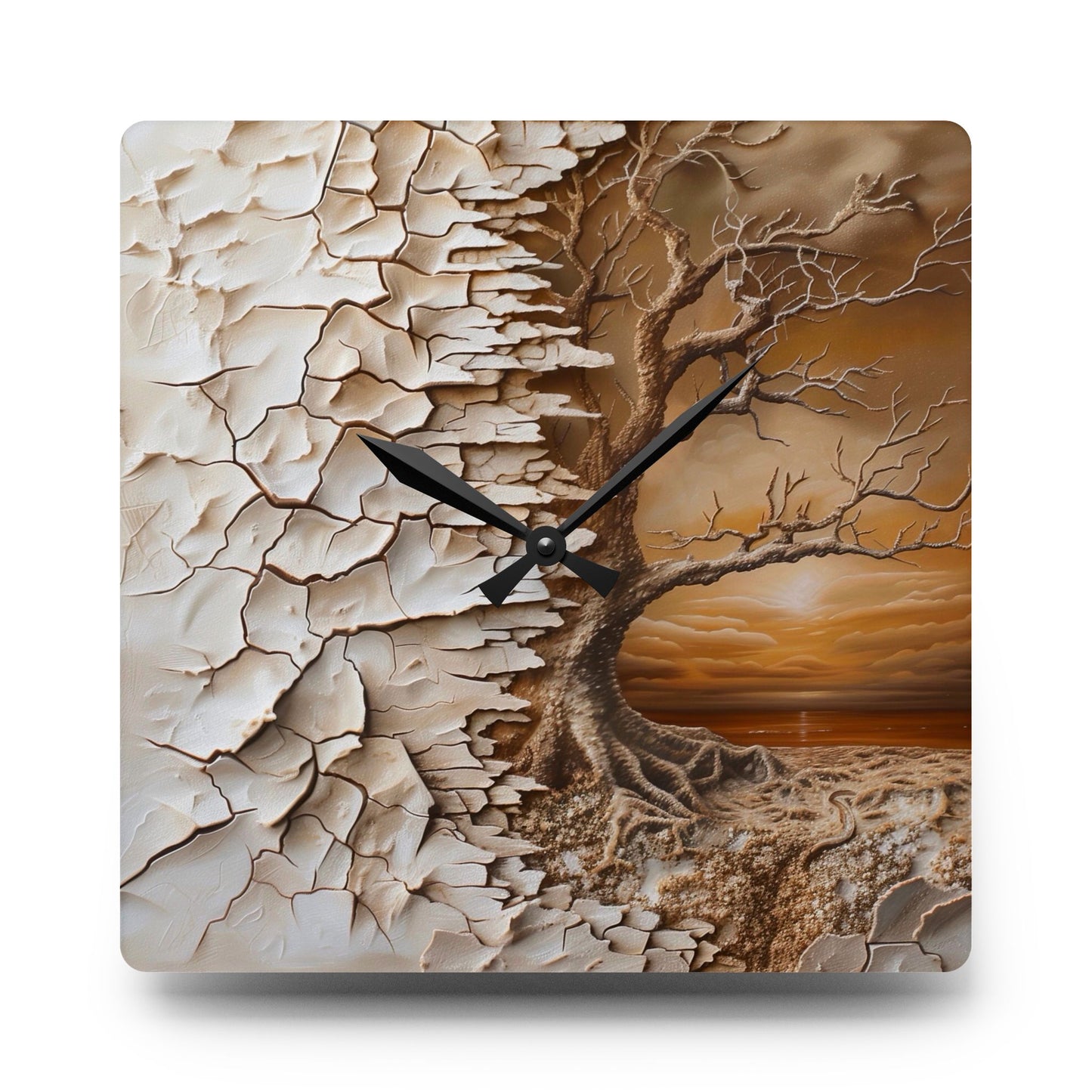 Artistic Tree Acrylic Wall Clock, Unique Home Decor, Gift for Nature Lovers, Modern Wall Art, Living Room Accent Piece