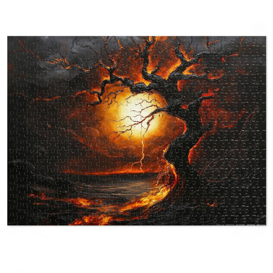 Jigsaw Puzzle with Tin - Enchanting Sunset Artwork, Gift for Puzzle Lovers, Family Fun, Home Decor, Stress Relief Activity