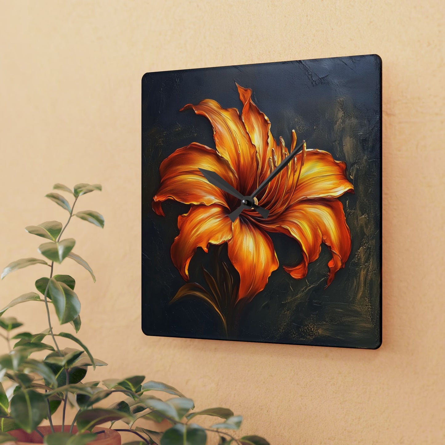 Vibrant Flower Acrylic Wall Clock, Floral Home Decor, Unique Gift, Modern Clock, Artful Timepiece, Kitchen Decoration