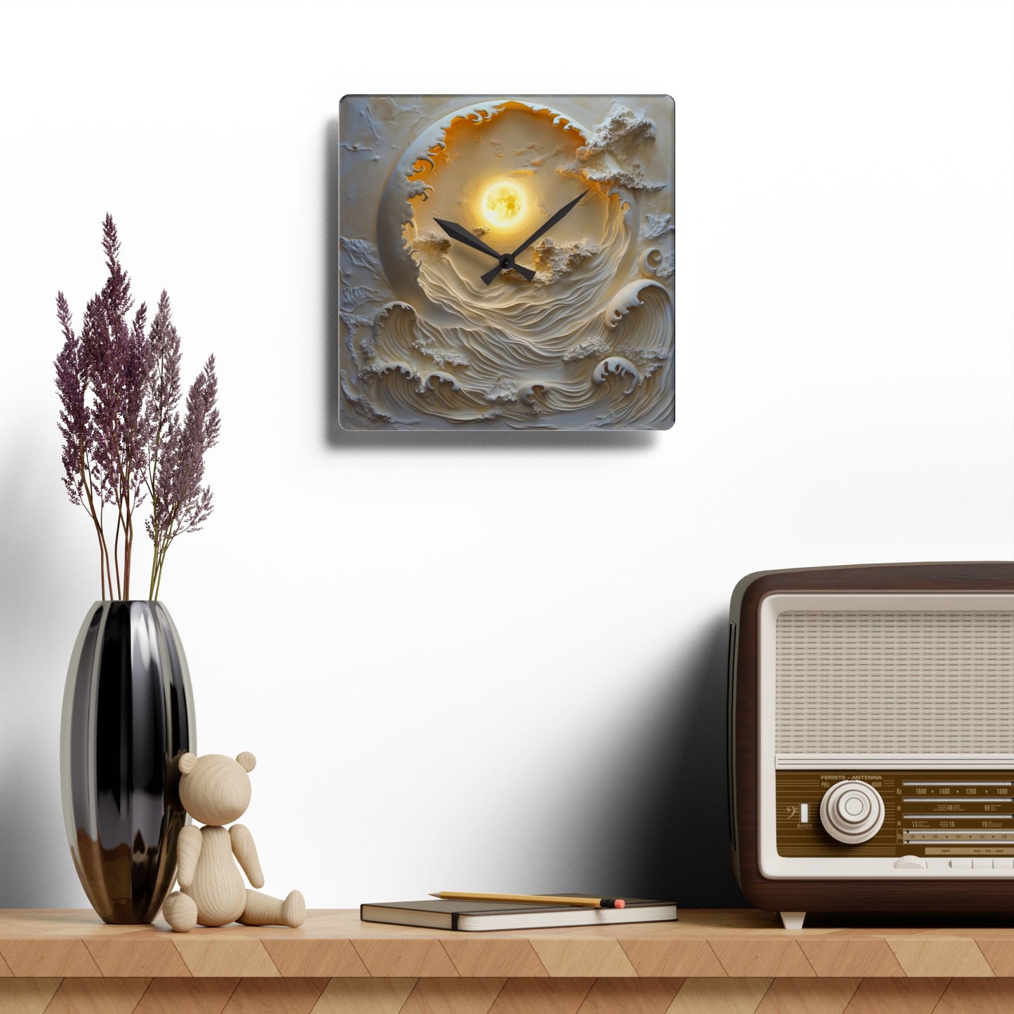 Serene Ocean Wave Acrylic Wall Clock - Coastal Decor, Modern Timepiece, Unique Gift for Beach Lovers, Home Office Wall Art, Nautical Theme