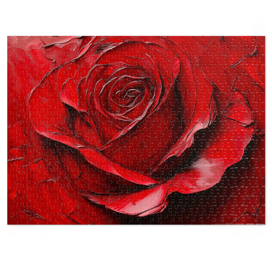 Red Rose Jigsaw Puzzle with Tin - Perfect Gift for Puzzle Lovers, Family Bonding, Art Decor, Birthday, Valentine’s Day, Holiday Fun