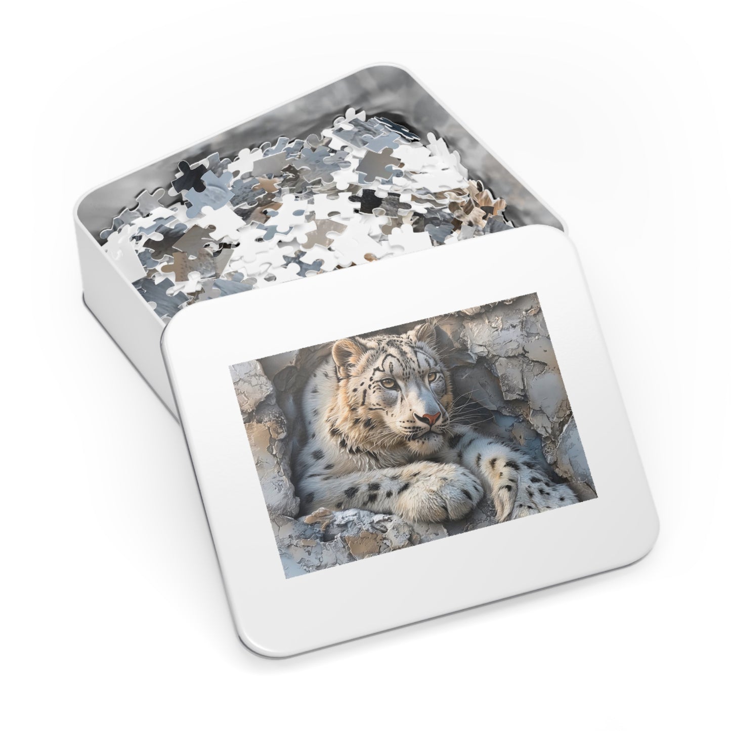 White Tiger Jigsaw Puzzle with Tin - Unique Wildlife Gift, Home Decor, Family Activity, Nature Lover's Puzzle, Fun for All Ages