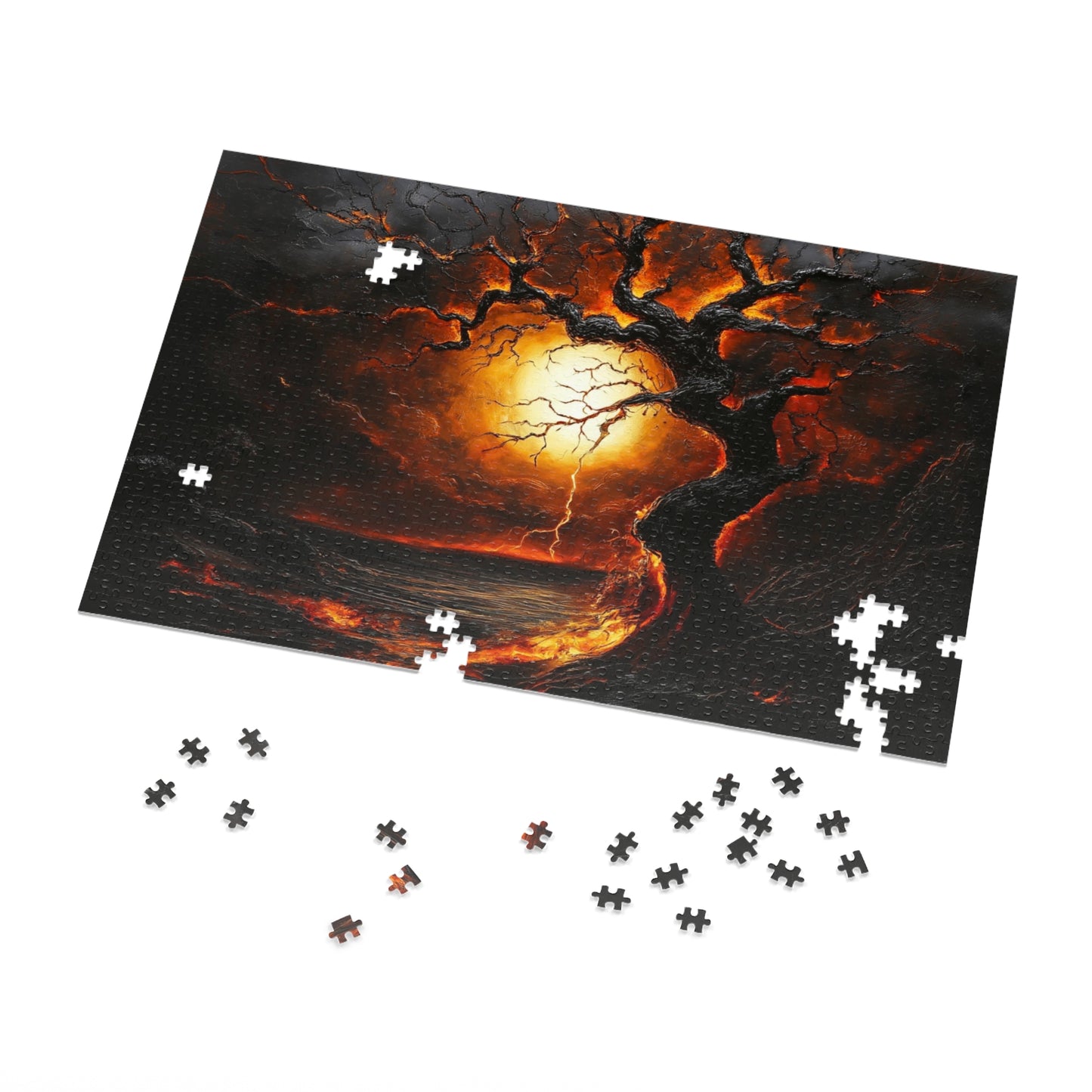 Jigsaw Puzzle with Tin - Enchanting Sunset Artwork, Gift for Puzzle Lovers, Family Fun, Home Decor, Stress Relief Activity