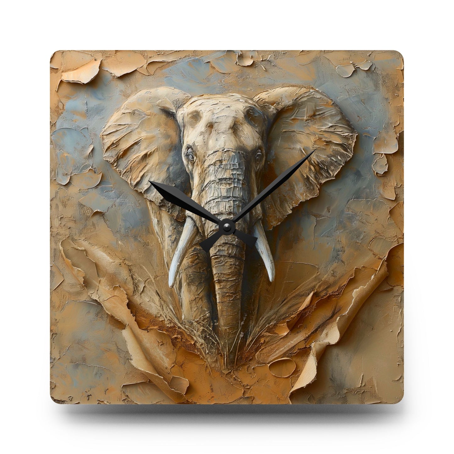 Elegant Elephant Acrylic Wall Clock, Home Decor, Wildlife Art, Unique Gift, Nature Lover's Decor, Modern Wall Art