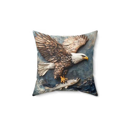 Eagle Design Faux Suede Pillow, Nature Lover Decor, Wildlife Gift, Home Accent, Outdoor Theme, Eagle Artwork Cushion