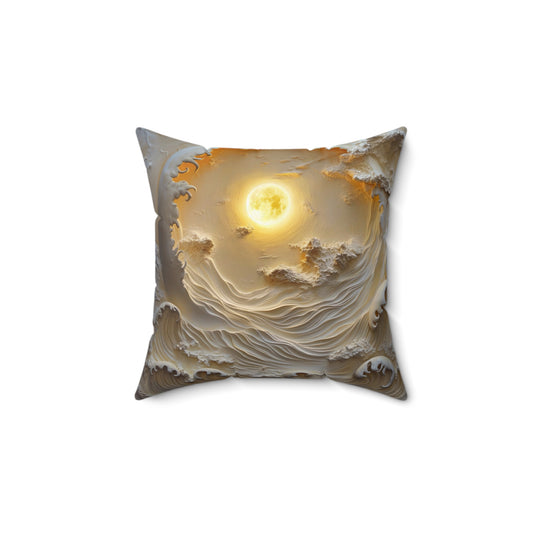 Elegant Faux Suede Square Pillow with Serene Sunset Design, Home Decor, Decorative Cushion, Cozy Living Room Accent, Gift for Homeowners