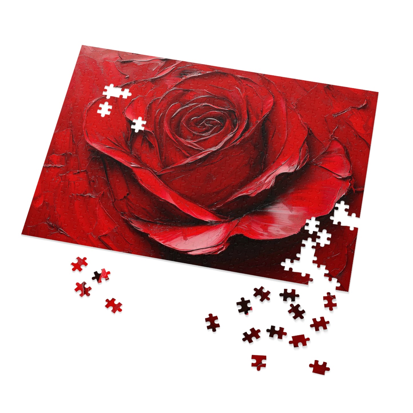 Red Rose Jigsaw Puzzle with Tin - Perfect Gift for Puzzle Lovers, Family Bonding, Art Decor, Birthday, Valentine’s Day, Holiday Fun