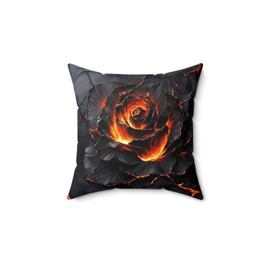 Faux Suede Decorative Pillow with Fiery Rose Design, Cozy Home Accent, Gift for Her, Bohemian Decor, Living Room Cushion, Birthday Present