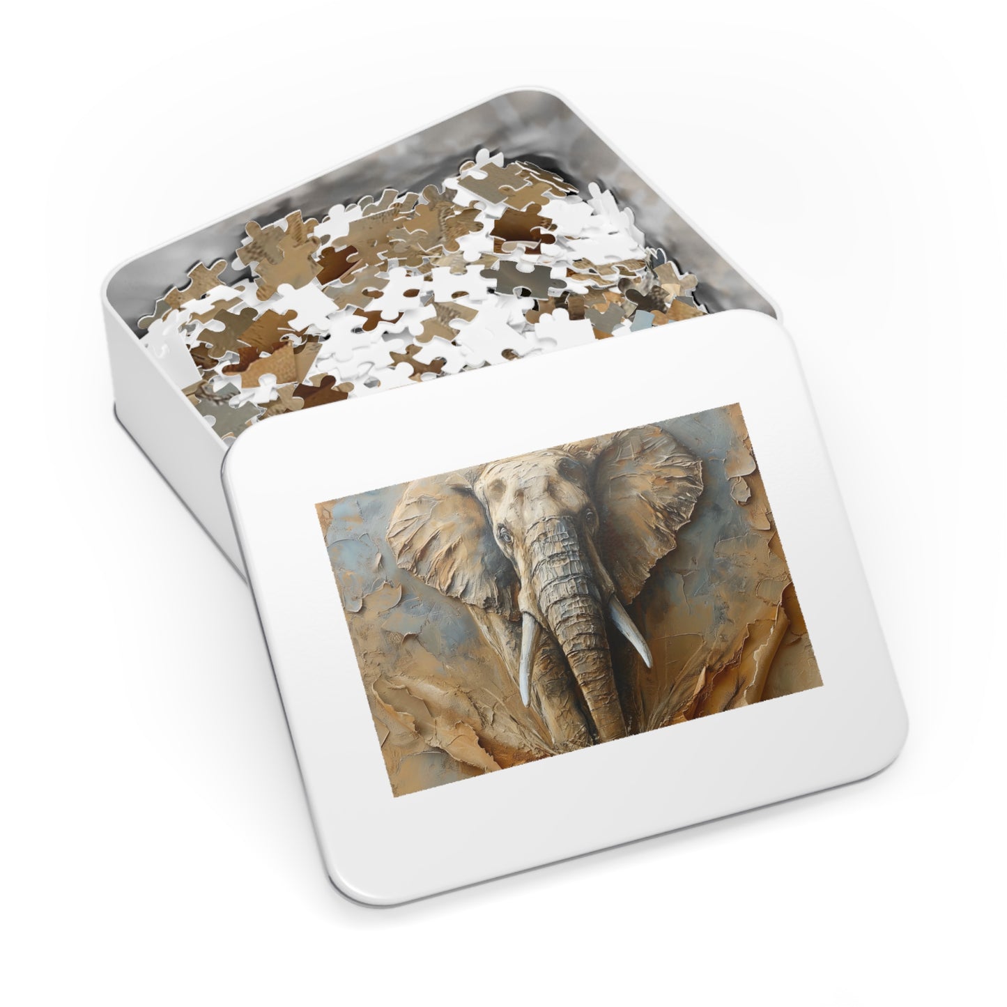 Elephant-Themed Jigsaw Puzzle with Tin, Wildlife Art Puzzle, Home Decor Game, Gift for Nature Lovers, Eco-Friendly Puzzle, Family Fun [...]