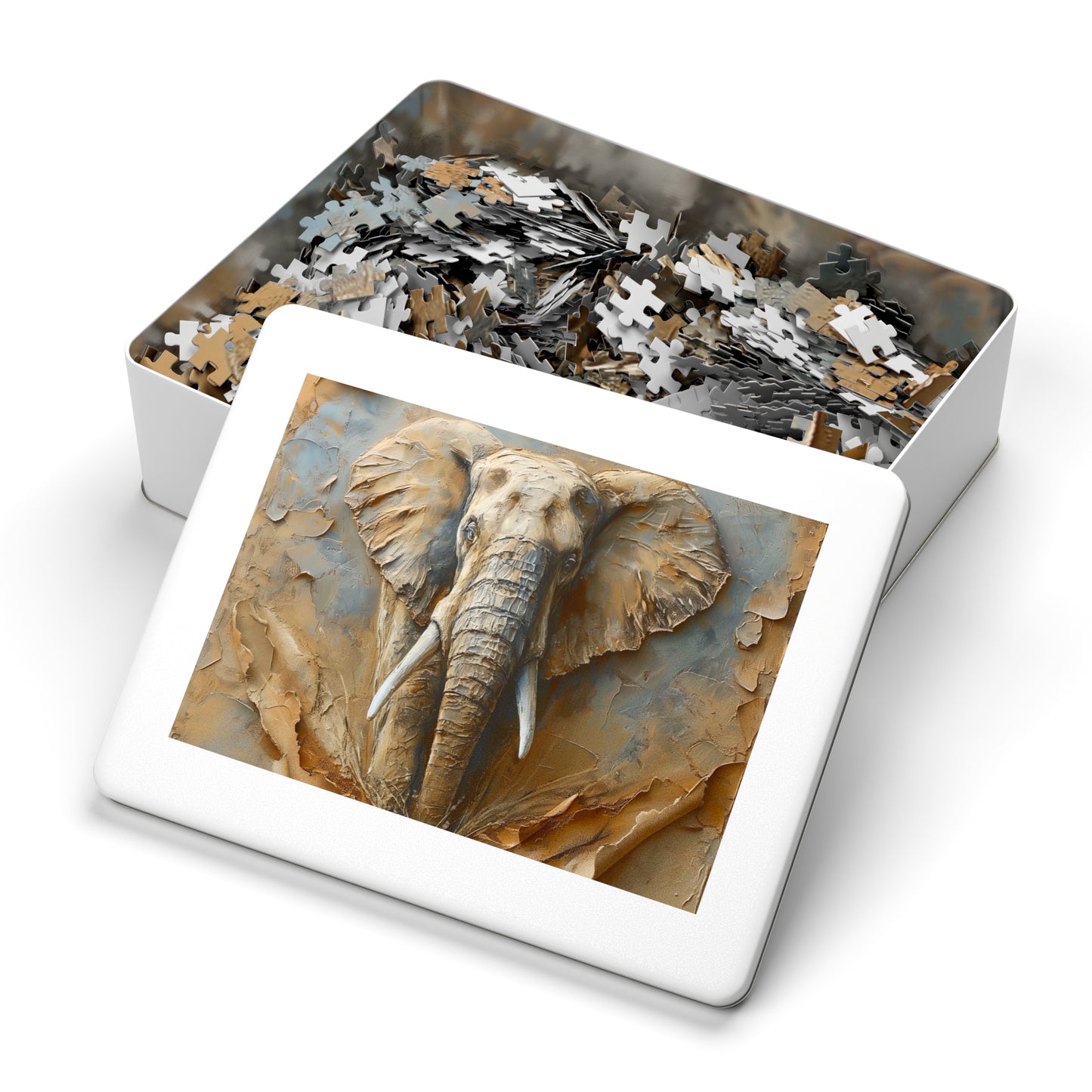 Elephant-Themed Jigsaw Puzzle with Tin, Wildlife Art Puzzle, Home Decor Game, Gift for Nature Lovers, Eco-Friendly Puzzle, Family Fun [...]