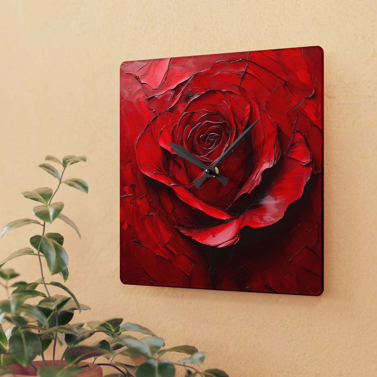 Elegant Rose Acrylic Wall Clock | Home Decor, Gift for Her, Wall Art, Floral Clock, Mother's Day