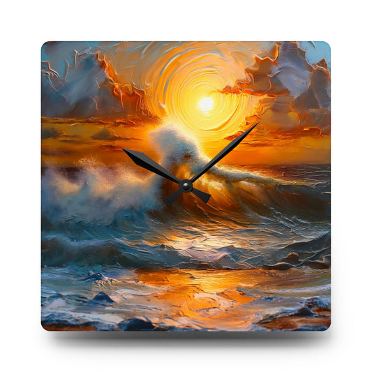 Serene Sunset Acrylic Wall Clock, Ocean Waves Decor, Nautical Home Accent, Unique Gift, Coastal Living Wall Art