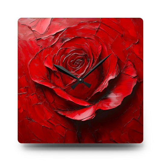 Elegant Rose Acrylic Wall Clock | Home Decor, Gift for Her, Wall Art, Floral Clock, Mother's Day
