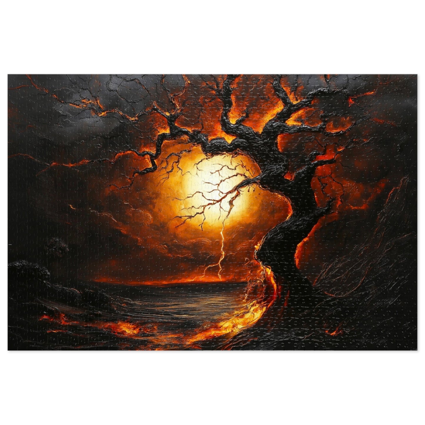 Jigsaw Puzzle with Tin - Enchanting Sunset Artwork, Gift for Puzzle Lovers, Family Fun, Home Decor, Stress Relief Activity
