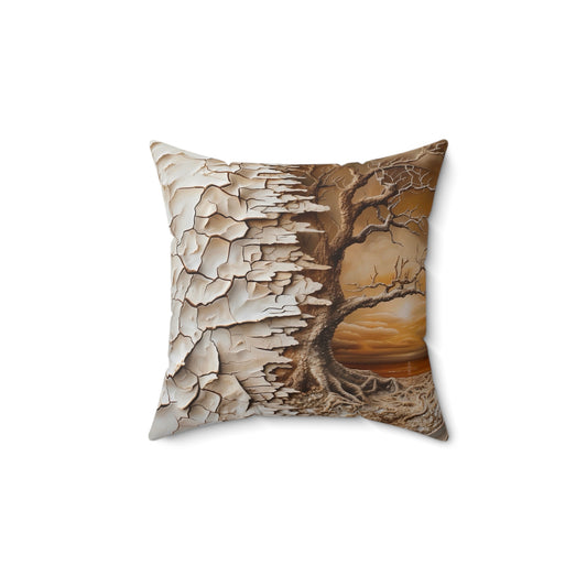 Serene Nature-Inspired Faux Suede Square Pillow, Cozy Home Decor, Rustic Pillow, Boho Throw Cushion, Perfect Gift for Nature Lovers