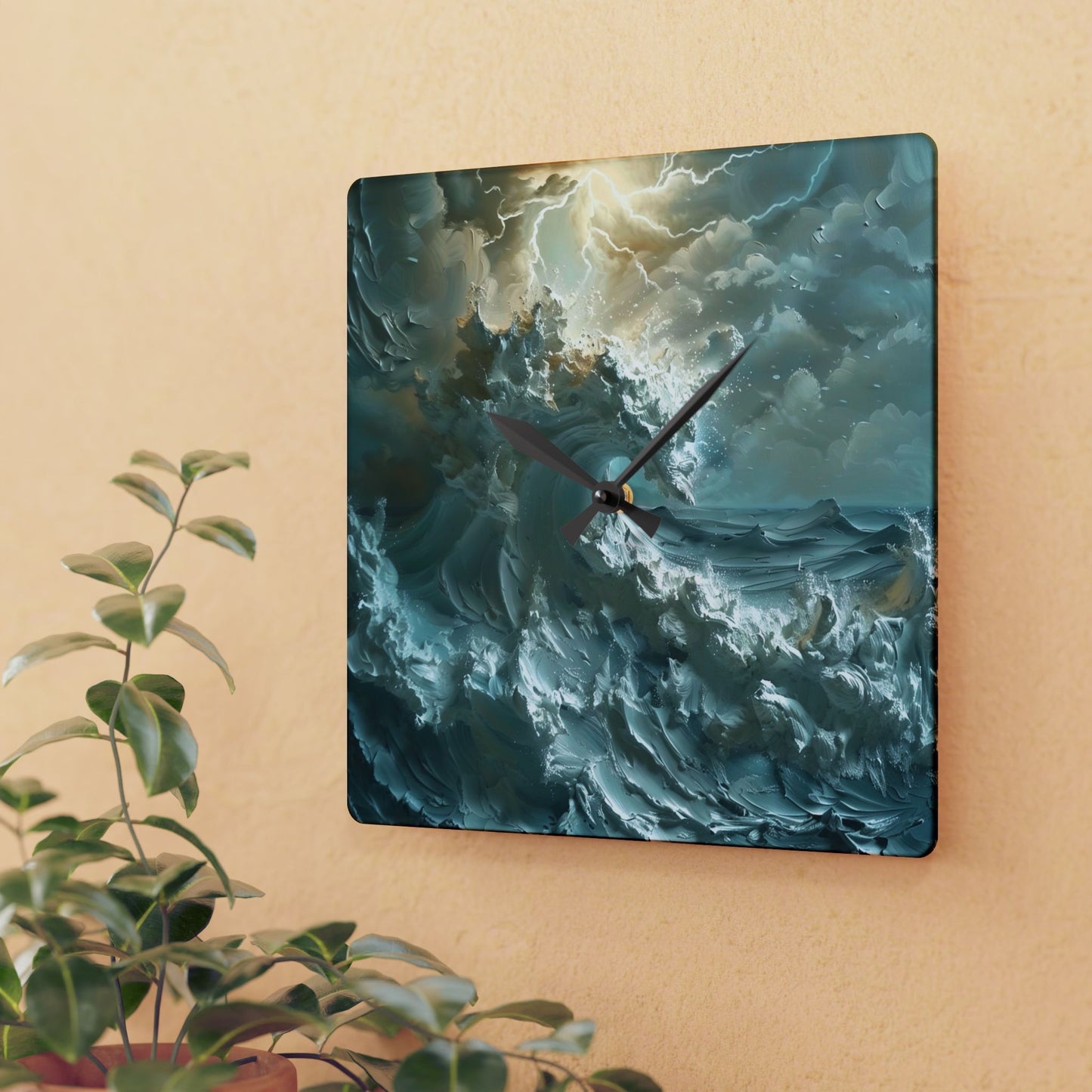 Ocean Wave Acrylic Wall Clock, Nautical Decor, Home Office Accent, Unique Gift for Sea Lovers, Coastal Inspiration