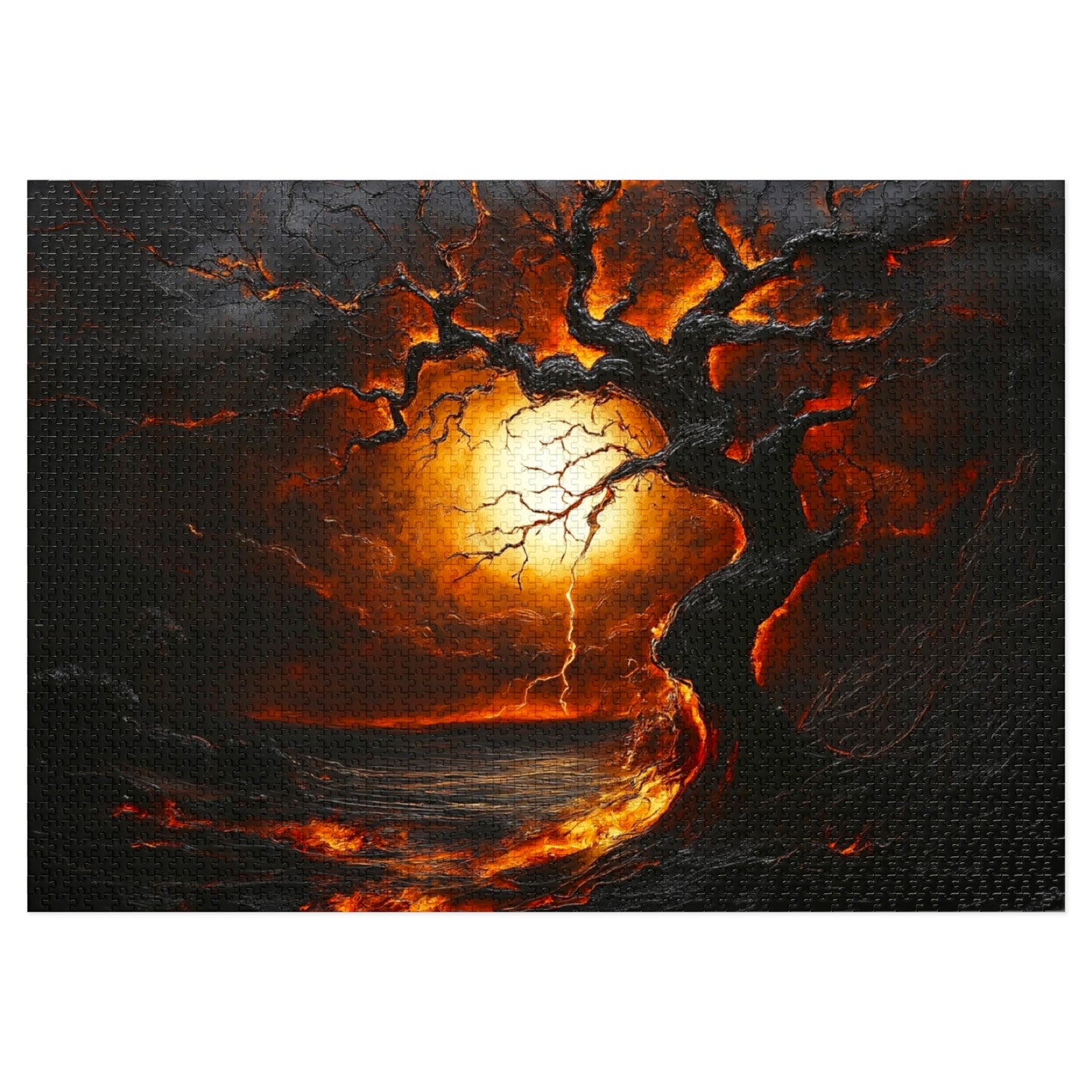 Jigsaw Puzzle with Tin - Enchanting Sunset Artwork, Gift for Puzzle Lovers, Family Fun, Home Decor, Stress Relief Activity