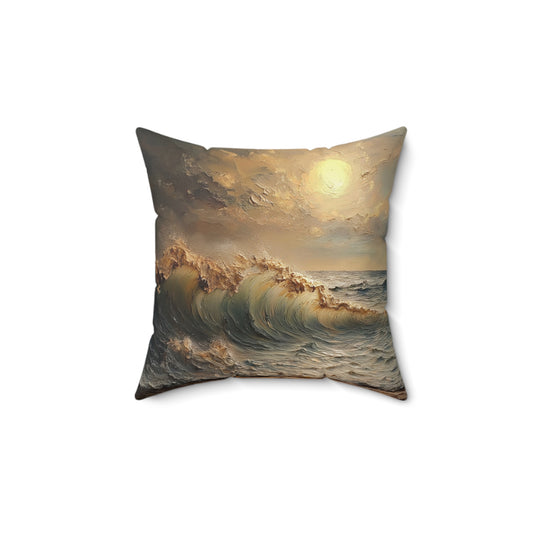 Ocean Sunset Faux Suede Pillow - Decorative Cushion for Coastal Decor, Beach House Accents, Gift for Ocean Lovers, Home Soft Furnishings