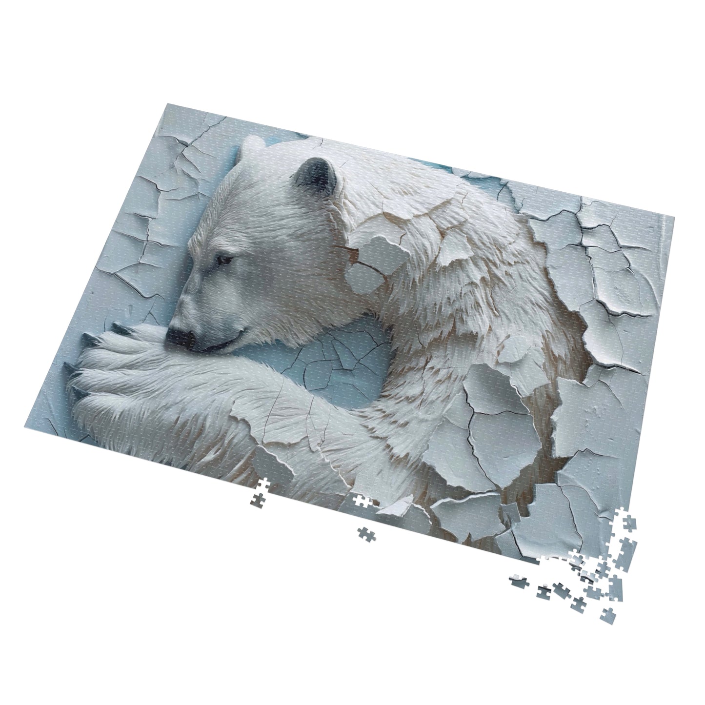 Bear-Themed Jigsaw Puzzle with Tin, Polar Bear Puzzle, Home Decor Gift, Family Game Night, Wildlife Lover's Gift, Winter Activity