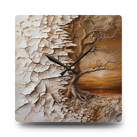 Artistic Tree Acrylic Wall Clock, Unique Home Decor, Gift for Nature Lovers, Modern Wall Art, Living Room Accent Piece