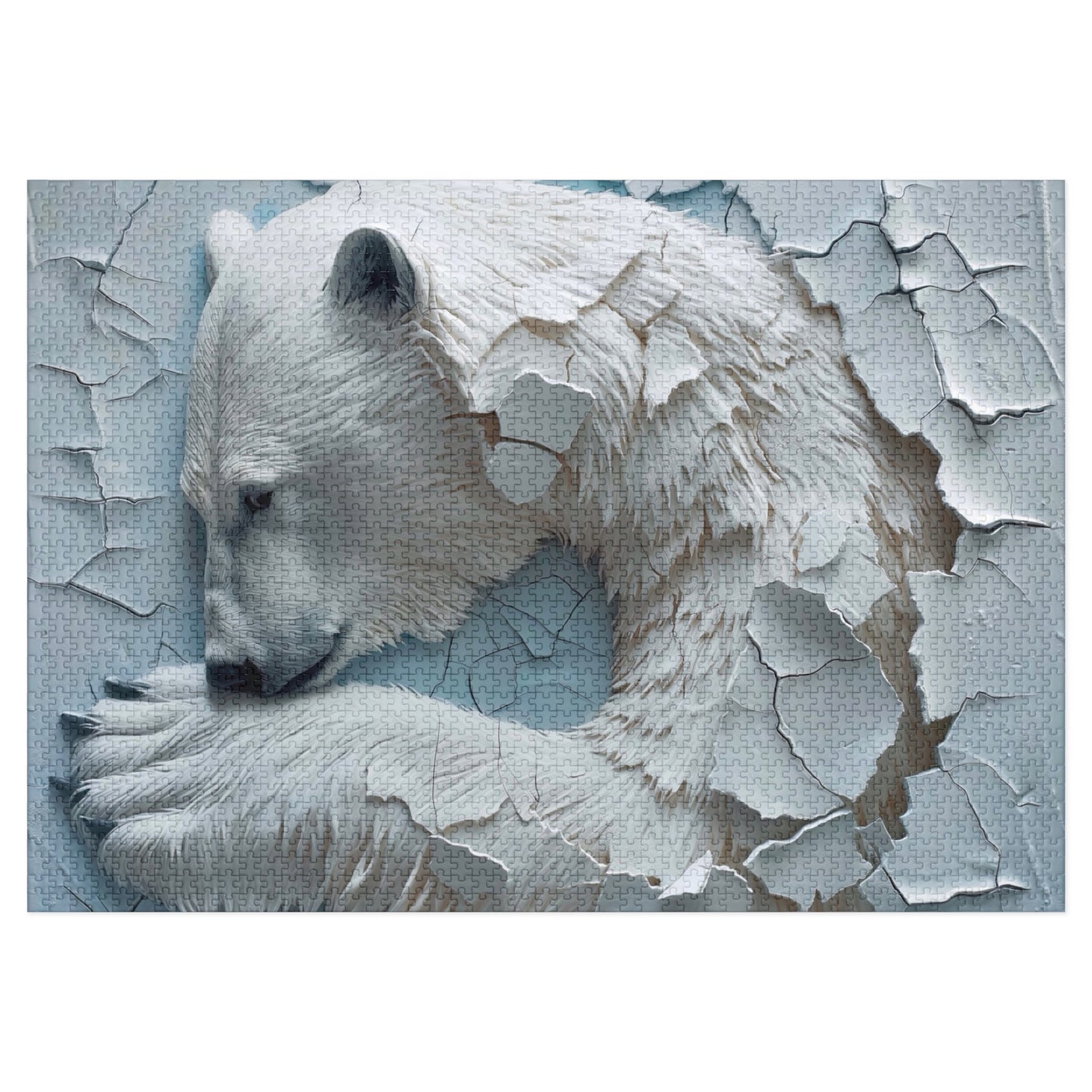 Bear-Themed Jigsaw Puzzle with Tin, Polar Bear Puzzle, Home Decor Gift, Family Game Night, Wildlife Lover's Gift, Winter Activity