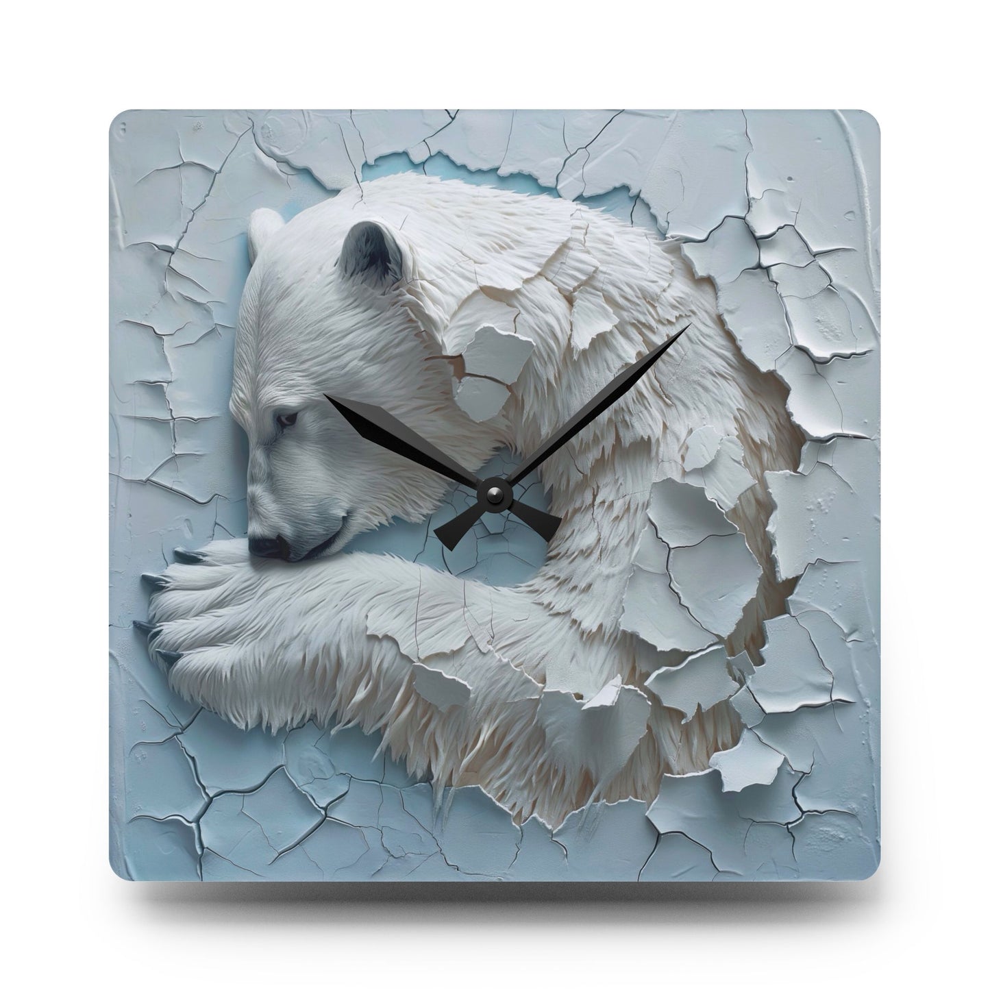 Arctic Serenity Acrylic Wall Clock, Unique Home Decor, Polar Bear Wall Art, Modern Clock, Wildlife Lover Gift, Nature Decor