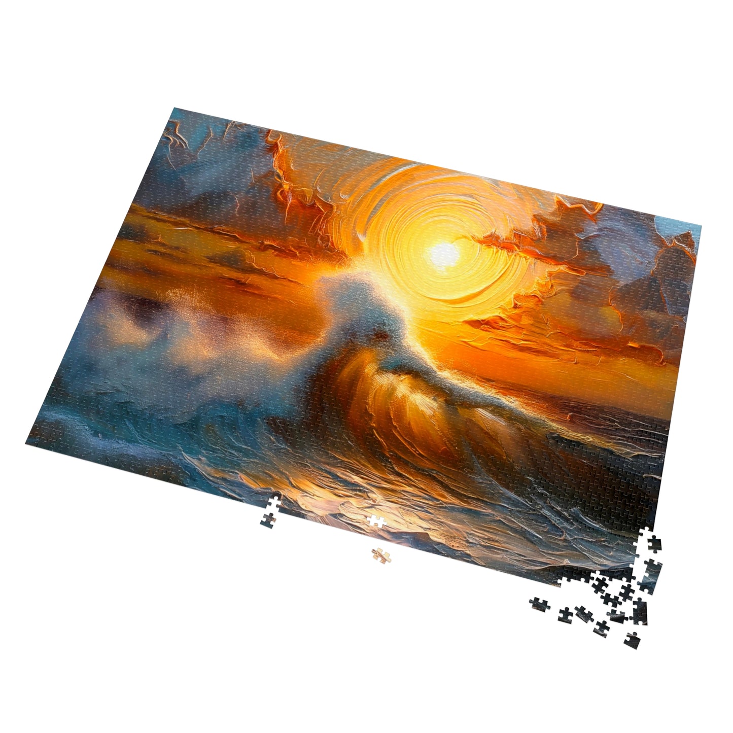 Ocean Sunset Jigsaw Puzzle with Tin, Engaging Family Activity, Perfect for Relaxation, Art Lovers Gift, Fun for All Ages