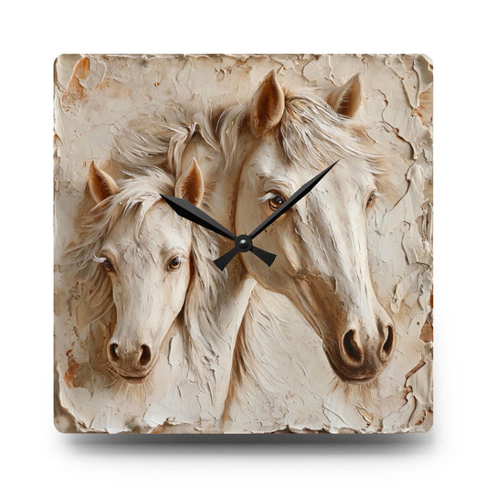 Elegant Horse Acrylic Wall Clock, Rustic Home Decor, Equestrian Gift, Farmhouse Style, Animal Lover Wall Art