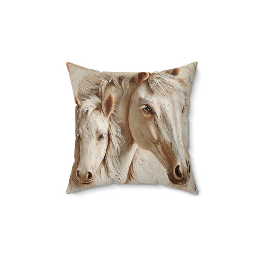 Equine Love Faux Suede Pillow - Cozy Decor for Horse Lovers, Equestrian Home Accent, Gift for Animal Lovers, Rustic Farmhouse Decor