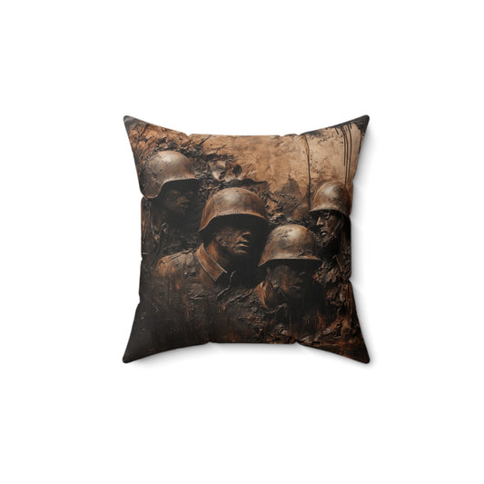 Vintage Military Faux Suede Square Pillow, Home Decor, Gift for Veterans, Memorial Day, Decorative Pillow, Sofa Cushion, Army Boyfriend Gift