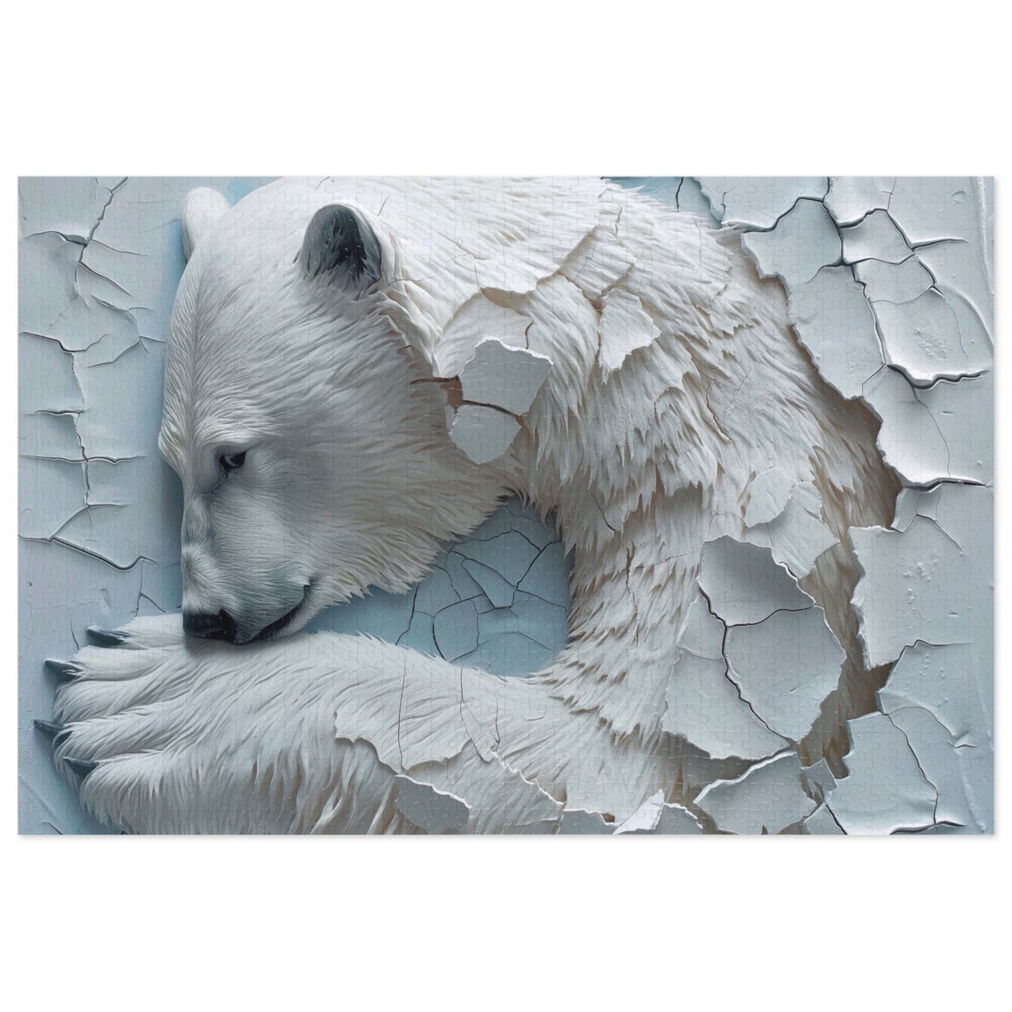 Bear-Themed Jigsaw Puzzle with Tin, Polar Bear Puzzle, Home Decor Gift, Family Game Night, Wildlife Lover's Gift, Winter Activity