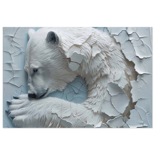 Bear-Themed Jigsaw Puzzle with Tin, Polar Bear Puzzle, Home Decor Gift, Family Game Night, Wildlife Lover's Gift, Winter Activity