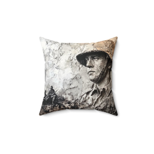 Faux Suede Decorative Pillow with Vintage Artwork, Home Decor, Gift for Military Enthusiasts, Cozy Couch Accent, Unique Throw Pillow