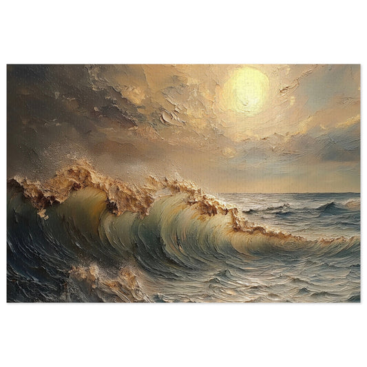 Ocean Sunset Jigsaw Puzzle | Relaxing Gift for Puzzle Lovers, Home Decor, Family Activity