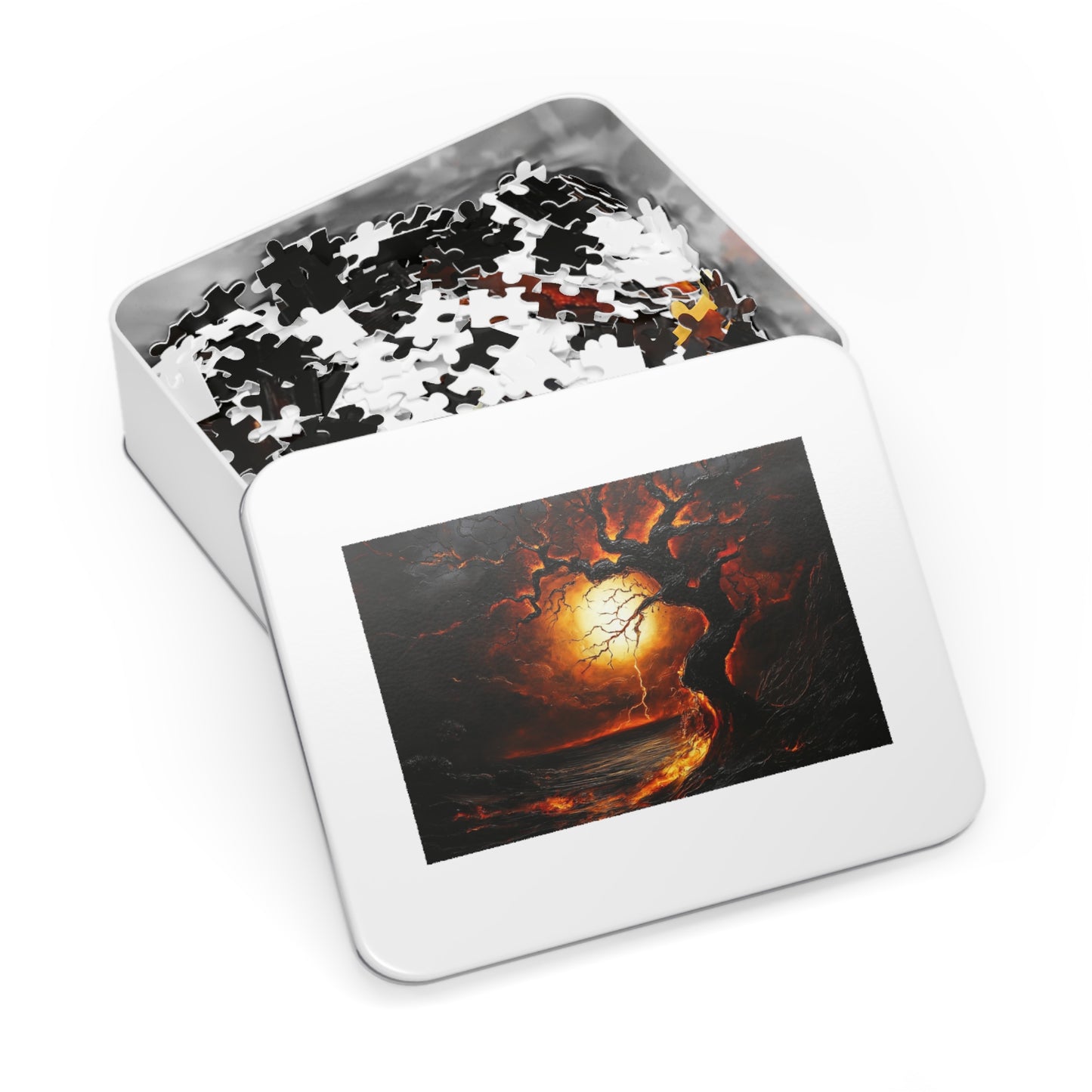 Jigsaw Puzzle with Tin - Enchanting Sunset Artwork, Gift for Puzzle Lovers, Family Fun, Home Decor, Stress Relief Activity